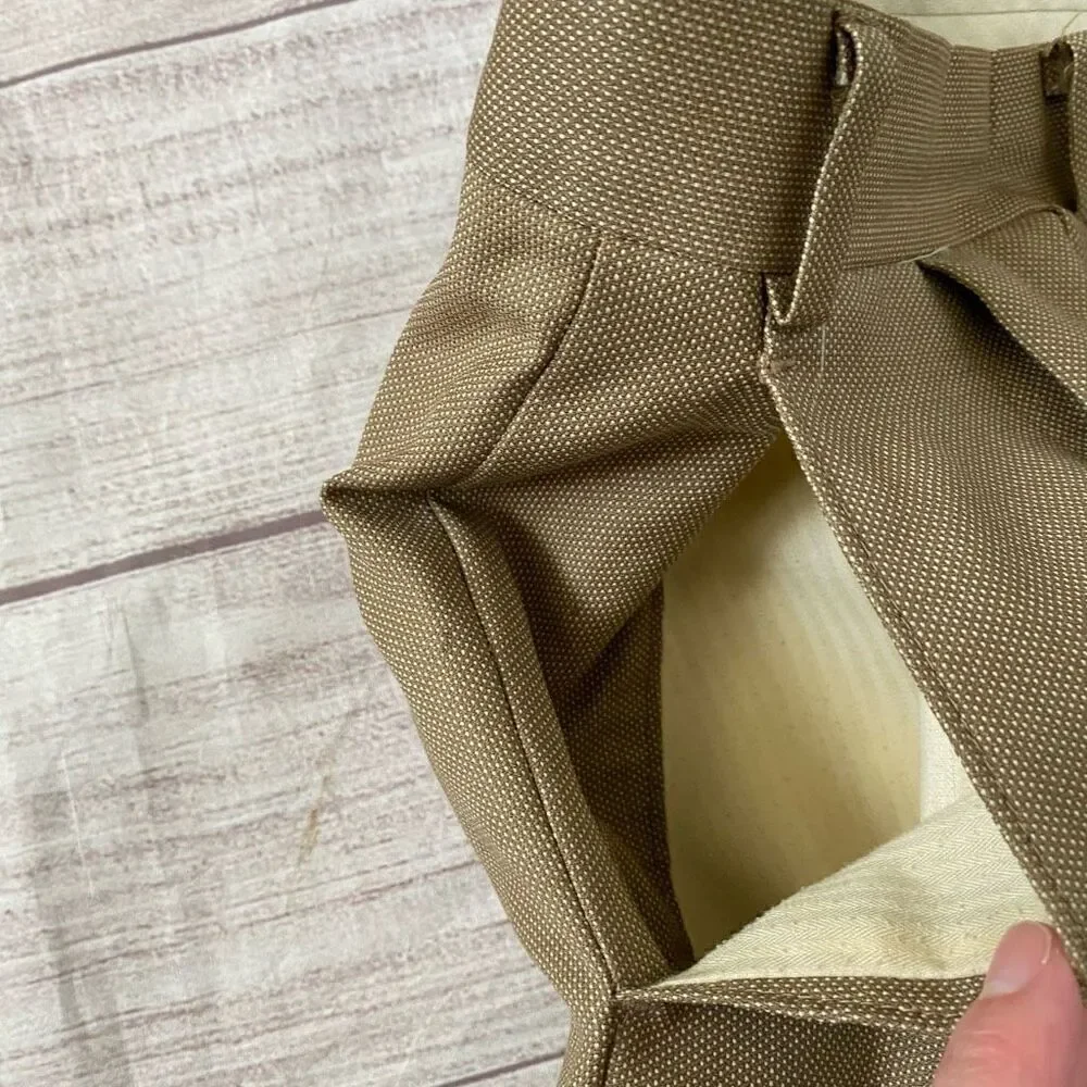 Ralph Lauren wool tan suit w/fully lined 3 button jacket and pleated cuffed pant